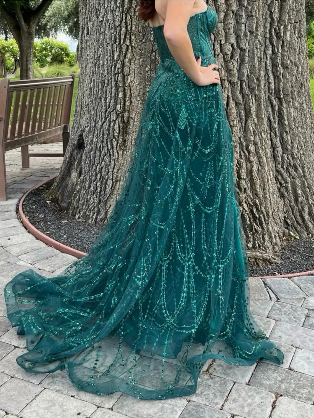 Cinderella Emerald Green Sequined Evening Dress